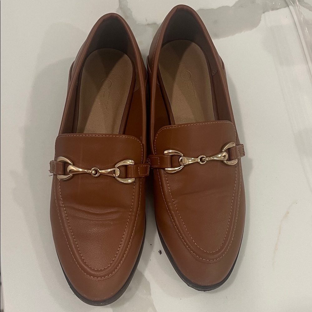 LOFT Brown Loafers with Gold Accent